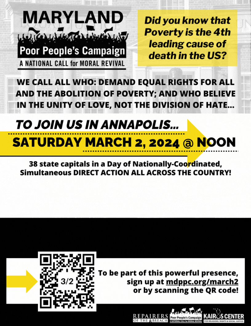 SAVE THE DATE: Mass Poor People’s & Low-Wage Workers’ State House Assembly in Annapolis