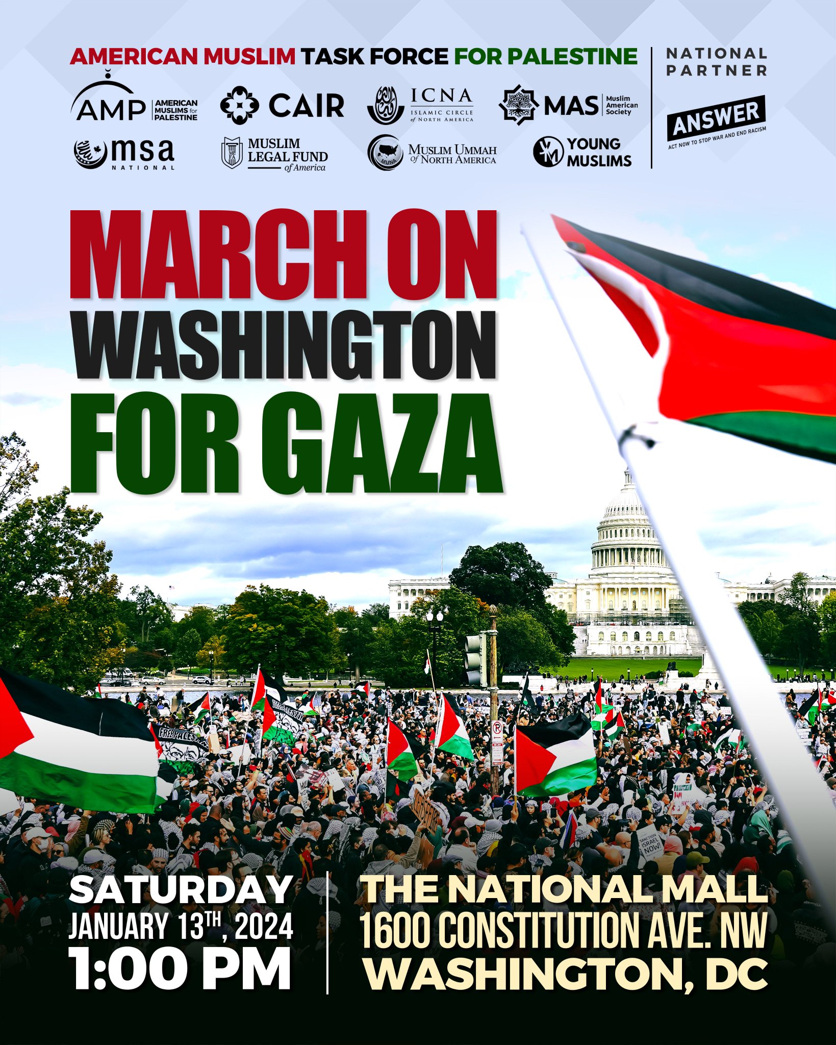 National March on Washington for Gaza: January 13, 2024